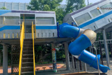 【台灣景點】林口樂活公園捷運主題超吸睛！走出車廂從4公尺高溜滑梯滑下，挑戰膽量超刺激